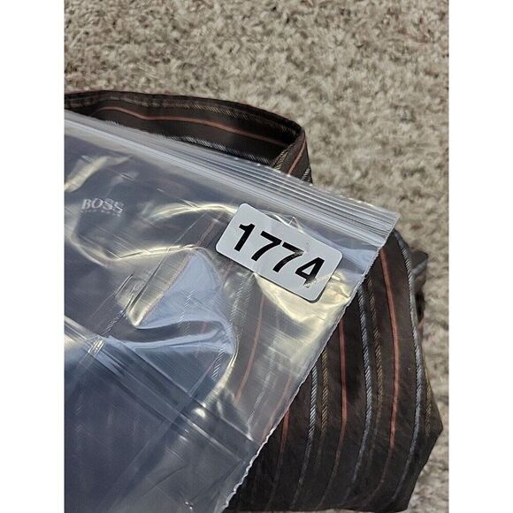 Hugo Boss Shirt Mens Large Brown Striped Button Up Preppy Long Sleeve - Picture 7 of 7